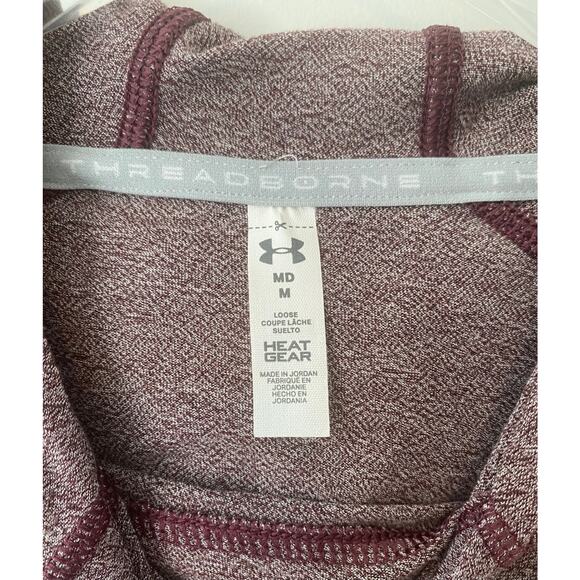 UNDER ARMOUR HEATHERED BURGUNDY LIGHTWEIGHT HOODIE SIZE MEDIUM - Picture 3 of 4